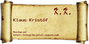 Klaus Kristóf névjegykártya